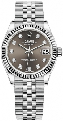 Rolex Datejust 31-278274 (Oystersteel Jubilee Bracelet, Gold Diamond-set Dark-grey Dial, Fluted Bezel)