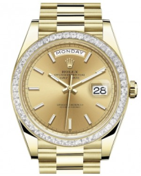 Rolex Day-Date 40-228398TBR (Yellow Gold President Bracelet, Champagne Index Dial, Diamond Bezel) (m228398tbr-0007)