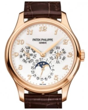 Patek Philippe Grand Complications 39-5327R (Shiny Dark-chestnut Alligator Leather Strap, Ivory-lacquered Arabic Dial, Smooth Bezel)
