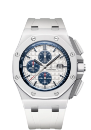 Audemars Piguet Royal Oak Offshore 44-26402CB.OO.A010CA.01 (White Rubber Strap, Méga Tapisserie Silver-Toned Index Dial, White Ceramic Smooth Bezel) (26402CB.OO.A010CA.01)