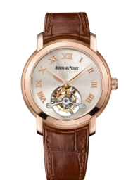 Audemars Piguet Jules Audemars 39-26561OR.OO.D088CR.01 (Brown Alligator Leather Strap, Silver Sunburst Roman Dial, Pink Gold Smooth Bezel) (26561OR.OO.D088CR.01)