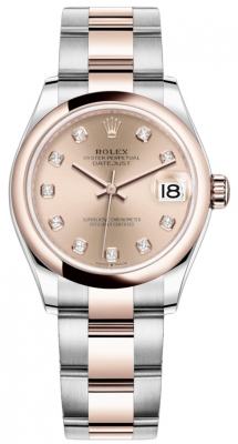 Rolex Datejust 31-278241 (Everose Rolesor Oyster Bracelet, Gold Diamond-set Rosé Dial, Domed Bezel)