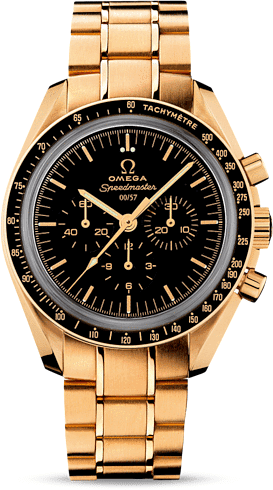 Omega Speedmaster Moonwatch 42-311.63.42.50.01.002 (Yellow Gold Bracelet, Black Index Dial, Black Tachymeter Bezel)