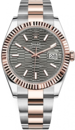 Rolex Datejust 41-126331 (Everose Rolesor Oyster Bracelet, Slate Fluted Index Dial, Fluted Bezel) (m126331-0019)