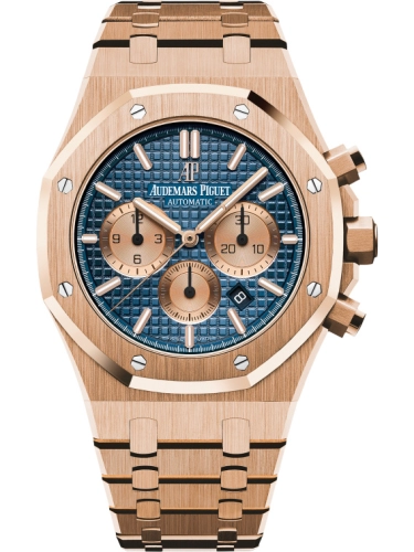 Audemars Piguet Royal Oak 41-26331OR.OO.1220OR.01 (Pink Gold Bracelet, Grande Tapisserie Blue Index Dial, Pink Gold Smooth Bezel)