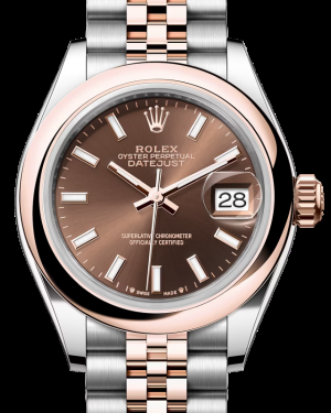 Rolex Lady-Datejust 28-279161 (Everose Rolesor Jubilee Bracelet, Chocolate Index Dial, Domed Bezel)