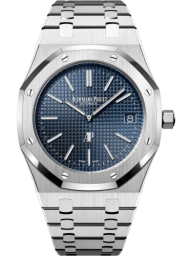 Audemars Piguet Royal Oak 39-15202ST.OO.1240ST.01.A (Stainless Steel Bracelet, Petite Tapisserie Blue Index Dial, Stainless Steel Smooth Bezel) (15202ST.OO.1240ST.01)