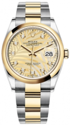 Rolex Datejust 36-126203 (Yellow Rolesor Oyster Bracelet, Gold Diamond-set Golden Palm Dial, Domed Bezel) (m126203-0044)