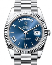 Rolex Day-Date 40-228236 (Platinum President Bracelet, Bright-blue Roman Dial, Fluted Bezel) (m228236-0007)
