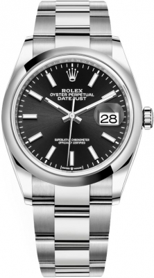 Rolex Datejust 36-126200 (Oystersteel Oyster Bracelet, Bright-black Index Dial, Domed Bezel)