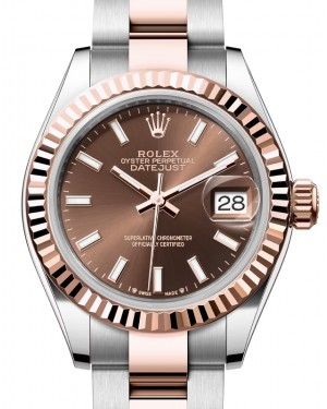 Rolex Lady-Datejust 28-279171 (Everose Rolesor Oyster Bracelet, Chocolate Index Dial, Fluted Bezel)