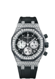 Audemars Piguet Royal Oak Offshore 37-26092CK.ZZ.D002CA.01 (Black Rubber Strap, Méga Tapisserie Black Diamond Dot Index Dial, Black Rubber-clad White Gold Diamond-set Bezel) (26092CK.ZZ.D002CA.01)