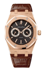 Audemars Piguet Royal Oak 39-26330OR.OO.D088CR.99 (Brown Alligator Leather Strap, Grande Tapisserie Black Index Dial, Pink Gold Smooth Bezel) (26330OR.OO.D088CR.99)