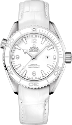 Omega Seamaster Planet Ocean 600M 37.5-232.33.38.20.04.001 (White Alligator Leather Strap, White Arabic/Index Dial, Rotating White Ceramic Bezel) (Omega 232.33.38.20.04.001)