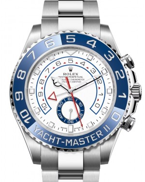 Rolex Yacht-Master II 44-116680 (Oystersteel Oyster Bracelet, White Dial, Blue Cerachrom Ring Command Bezel)