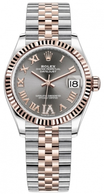 Rolex Datejust 31-278271 (Everose Rolesor Jubilee Bracelet, VI Diamond-set Rhodium Dial, Fluted Bezel)