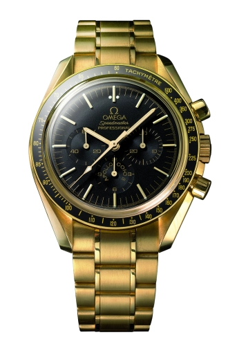 Omega Speedmaster Moonwatch 42-3195.59.00 (Yellow Gold Bracelet, Black Index Dial, Black Tachymeter Bezel)
