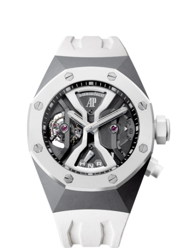 Audemars Piguet Royal Oak Concept 44-26580IO.OO.D010CA.01 (White Rubber Strap, White & Grey Openworked Dial, White Ceramic Smooth Bezel)