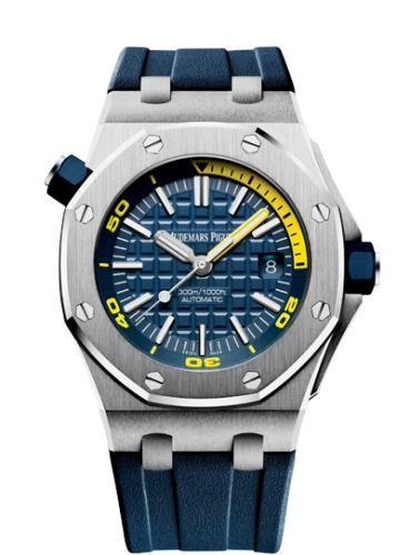 Audemars Piguet Royal Oak Offshore 42-15710ST.OO.A027CA.01 (Dark-blue Rubber Strap, Méga Tapisserie Dark-blue Index Dial, Stainless Steel Smooth Bezel)