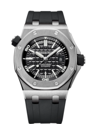 Audemars Piguet Royal Oak Offshore 42-15710ST.OO.A002CA.01 (Black Rubber Strap, Méga Tapisserie Black Index Dial, Stainless Steel Smooth Bezel) (15710ST.OO.A002CA.01)