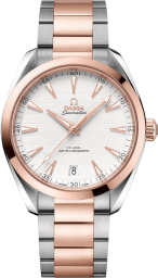 Omega Seamaster Aqua Terra 150M 41-220.20.41.21.02.001 (Stainless Steel & Sedna Gold Bracelet, Horizontal-teak Silver-toned Index Dial, Sedna Gold Bezel) (Omega 220.20.41.21.02.001)