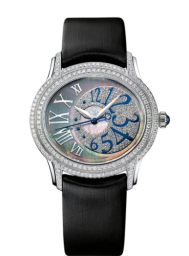 Audemars Piguet Millenary 39.5-77303BC.ZZ.D007SU.01 (Black Technological-silk Strap, Off-centred Diamond-paved Arabic Disc/Black MOP Roman Dial, Brilliant-cut Diamond-set Bezel) (77303BC.ZZ.D007SU.01)