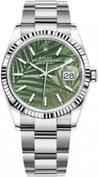 Rolex Datejust 36-126234 (Oystersteel Oyster Bracelet, Olive-green Index Palm Dial, Fluted Bezel) (m126234-0048)