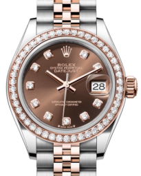 Rolex Lady-Datejust 28-279381RBR (Everose Rolesor Jubilee Bracelet, Gold Diamond-set Chocolate Dial, Diamond Bezel) (m279381rbr-0011)