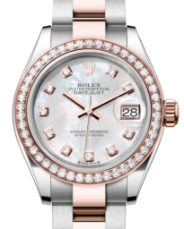 Rolex Lady-Datejust 28-279381RBR (Everose Rolesor Oyster Bracelet, Gold Diamond-set White MOP Dial, Diamond Bezel) (m279381rbr-0014)