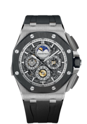 Audemars Piguet Royal Oak Offshore 44-26571IO.OO.A002CA.01 (Black Rubber Strap, Transparent Sapphire Openworked Grey Index Dial, Black Ceramic Smooth Bezel) (26571IO.OO.A002CA.01)