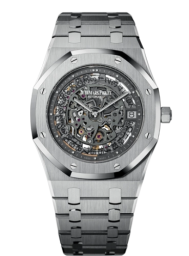 Audemars Piguet Royal Oak 39-15203PT.OO.1240PT.01 (Platinum Bracelet, Transparent Sapphire Openworked Dot Index Dial, Platinum Smooth Bezel) (15203PT.OO.1240PT.01)