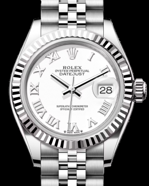 Rolex Lady-Datejust 28-279174 (Oystersteel Jubilee Bracelet, White Roman Dial, Fluted Bezel)