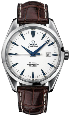 Omega Seamaster Aqua Terra 150M 42.2-2802.33.37 (Brown Alligator Leather Strap, Silver-toned Index Dial, Stainless Steel Bezel)