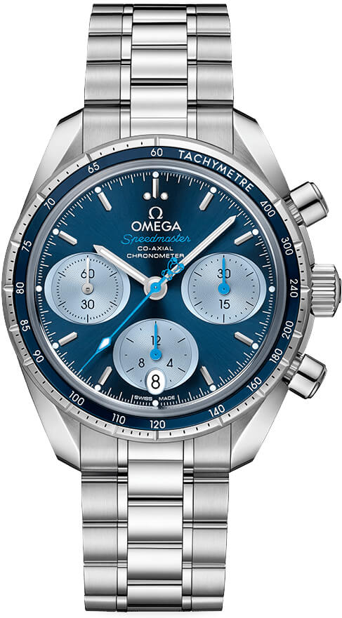 Omega Speedmaster Non-Moonwatch 38-324.30.38.50.03.002 (Stainless Steel Bracelet, Sun-brushed Blue Index Dial, Blue Tachymeter Bezel)
