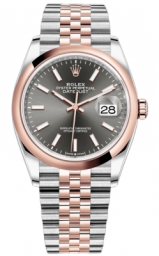 Rolex Datejust 36-126201 (Everose Rolesor Jubilee Bracelet, Rhodium Index Dial, Domed Bezel)