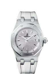 Audemars Piguet Royal Oak 33-67620ST.OO.D010CA.01 (White Rubber Strap, Grande Tapisserie Silver Index Dial, Stainless Steel Smooth Bezel) (67620ST.OO.D010CA.01)