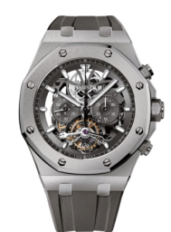 Audemars Piguet Royal Oak 44-26347TI.GG.D004CA.02 (Grey Rubber Strap, Transparent Sapphire Openworked Index Dial, Frosted Titanium Bezel) (26347TI.GG.D004CA.02)