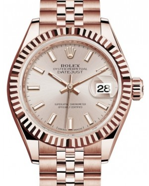 Rolex Lady-Datejust 28-279175 (Everose Gold Jubilee Bracelet, Sundust Index Dial, Fluted Bezel)