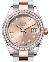 Rolex Lady-Datejust 28-279381RBR (Everose Rolesor Oyster Bracelet, Gold Diamond IX-set Rosé Dial, Diamond Bezel) (m279381rbr-0028)