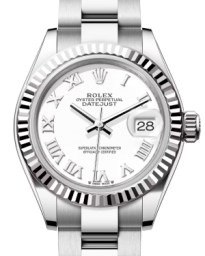 Rolex Lady-Datejust 28-279174 (Oystersteel Oyster Bracelet, White Roman Dial, Fluted Bezel) (m279174-0020)