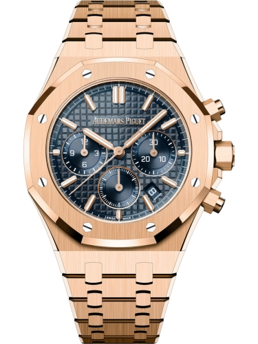 Audemars Piguet Royal Oak 38-26715OR.OO.1356OR.01 (Pink Gold Bracelet, Grande Tapisserie Bleu Nuit Nuage 50 Index Dial, Pink Gold Smooth Bezel)