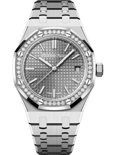 Audemars Piguet Royal Oak 37-15551ST.ZZ.1356ST.03 (Stainless Steel Bracelet, Grande Tapisserie Grey Index Dial, Brilliant-cut Diamond-set Bezel)