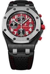 Audemars Piguet Royal Oak Offshore 42-26190FS.OO.D003CU.01 (Black Leather Strap, Méga Tapisserie Red Arabic Dial, Stainless Steel Smooth Bezel) (26190FS.OO.D003CU.01)