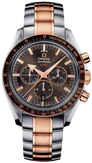 Omega Speedmaster Non-Moonwatch 42-321.90.42.50.13.001 (Red Gold & Stainless Steel Bracelet, Sun-brushed Brown Index Dial, Brown Tachymeter Bezel)