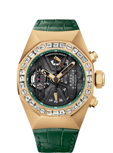 Audemars Piguet Royal Oak Concept 44-26224BA.ZZ.D400CR.01 (Green Alligator Leather Strap, Smoke-grey Openworked Dial, Baguette-cut Diamond-set Bezel)