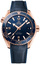 Omega Seamaster Planet Ocean 600M 39.5-215.63.44.21.03.001 (Blue Alligator Leather Strap, Blue Ceramic Arabic/Index Dial, Rotating Blue Ceramic Bezel) (Omega 215.63.44.21.03.001)