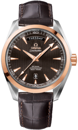 Omega Seamaster Aqua Terra 150M 41.5-231.23.42.22.06.001 (Brown Alligator Leather Strap, Vertical-teak Sun-brushed Grey Index Dial, Red Gold Bezel) (Omega 231.23.42.22.06.001)