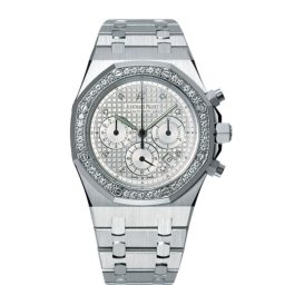 Audemars Piguet Royal Oak 39-25966BC.ZZ.1185BC.01 (White Gold Bracelet, Grande Tapisserie Silver-toned Diamond-set Index Dial, White Gold Diamond-set Bezel) (25966BC.ZZ.1185BC.01)