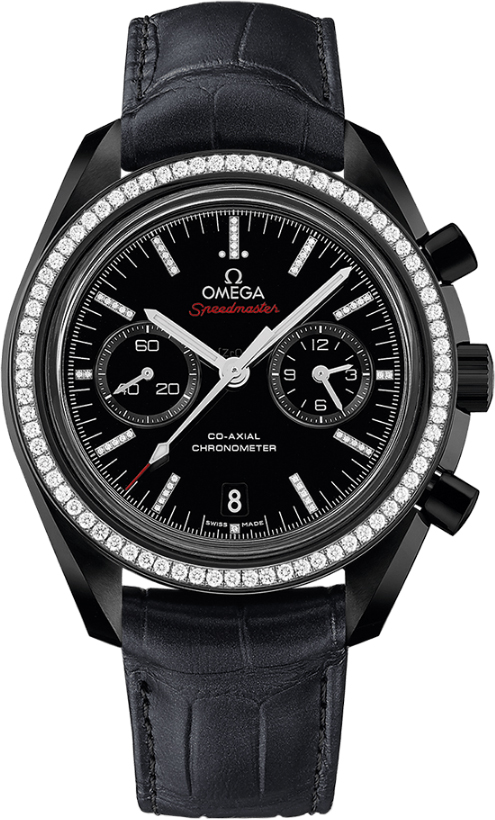 Omega Speedmaster Non-Moonwatch 44.25-311.98.44.51.51.001 (Black Alligator Leather Strap, Black Index Dial, Black Ceramic Diamond-set Bezel)