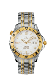 Omega Seamaster Diver 300M 41-2342.20.00 (Yellow Gold & Stainless Steel Bracelet, Wave-embossed White Dot Index Dial, Rotating Yellow Gold Bezel) (Omega 2342.20.00)